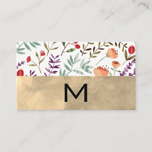 Trendy Floral Pattern | Monogram Visitekaartje (Voorkant)