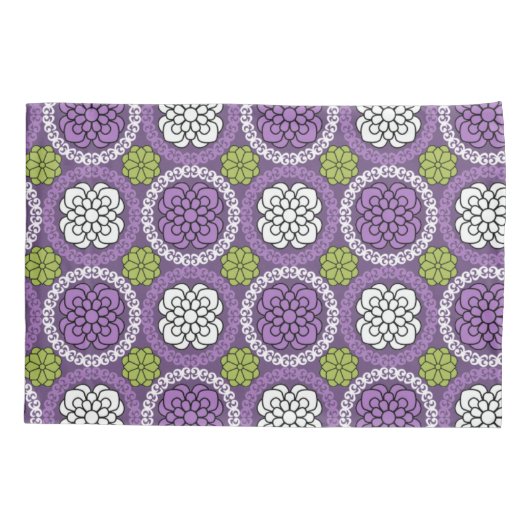 Trendy Floral Pattern - Orchid and Lime Green Kussensloop (Achterkant)