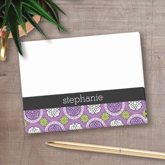 Trendy Floral Pattern - Orchid Paars Lime Green Post-it® Notes