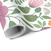 Trendy Floral Pattern Pink Yellow Paars Greenery Cadeaupapier (Rol Hoek)