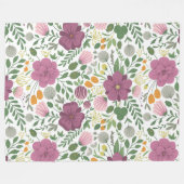 Trendy Floral Pattern Pink Yellow Paars Greenery Fleece Deken (Voorkant (Horizontaal))
