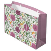 Trendy Floral Pattern Pink Yellow Paars Greenery Groot Cadeauzakje (Achterkant Gekanteld)