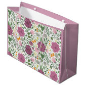 Trendy Floral Pattern Pink Yellow Paars Greenery Groot Cadeauzakje (Voorkant Gekanteld)