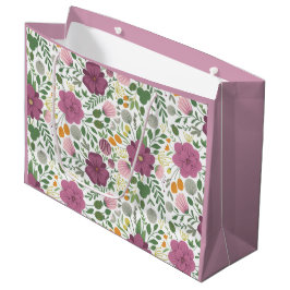 Trendy Floral Pattern Pink Yellow Paars Greenery Groot Cadeauzakje