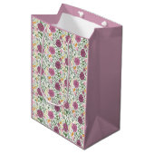 Trendy Floral Pattern Pink Yellow Paars Greenery Medium Cadeauzakje (Voorkant Gekanteld)