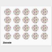 Trendy Floral Pattern Pink Yellow Paars Greenery Ronde Sticker (Vel)