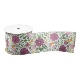 Trendy Floral Pattern Pink Yellow Paars Greenery Satijnen Lint