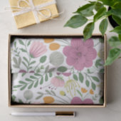 Trendy Floral Pattern Pink Yellow Paars Greenery Tissuepapier (Geschenk)
