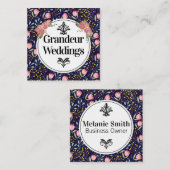 Trendy Floral Pattern Vierkante Visitekaartje (Voorkant / Achterkant)