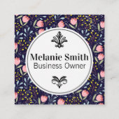 Trendy Floral Pattern Vierkante Visitekaartje (Achterkant)