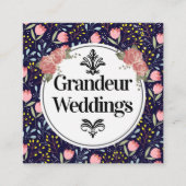 Trendy Floral Pattern Vierkante Visitekaartje (Voorkant)