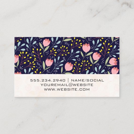 Trendy Floral Pattern Visitekaartje (Achterkant)