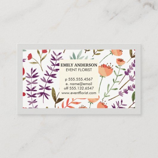 Trendy Floral Pattern Visitekaartje (Achterkant)