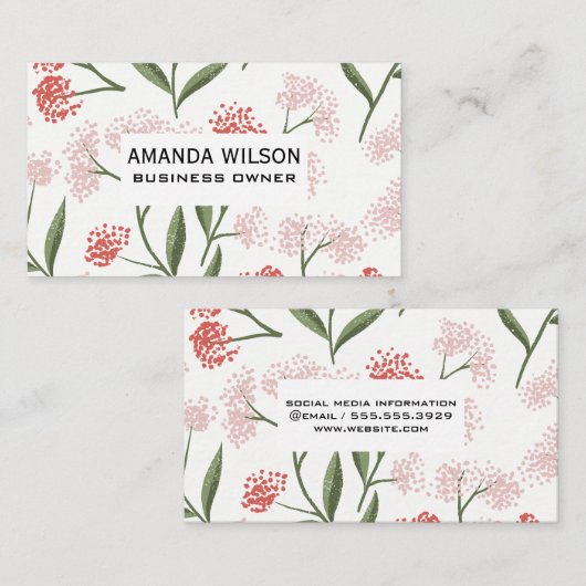 Trendy Floral Pattern Visitekaartje (Voorkant / Achterkant)