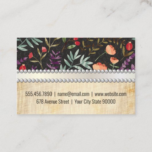 Trendy Floral Pattern Visitekaartje (Achterkant)