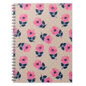 Trendy Floral Pink Beige Feminine Pattern Notitieboek (Voorkant)