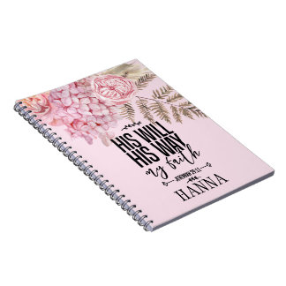Trendy Floral Pink Blush Pampas Grass Notitieboek
