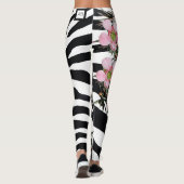Trendy Floral Pink White Pattern Monogram Leggings (Achterkant)