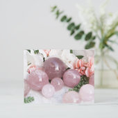 Trendy Floral Roze Roze Kwarts Crystal Stone Briefkaart (Staand voorkant)