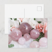 Trendy Floral Roze Roze Kwarts Crystal Stone Briefkaart (Voorkant / Achterkant)