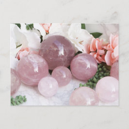 Trendy Floral Roze Roze Kwarts Crystal Stone Briefkaart