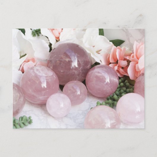 Trendy Floral Roze Roze Kwarts Crystal Stone Briefkaart (Voorkant)