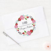 Trendy Floral Rozen Krans Bookplate Vierkante Sticker (Envelop)