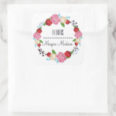 Trendy Floral Rozen Krans Bookplate Vierkante Sticker (Tas)