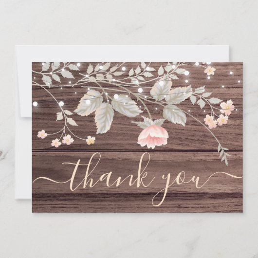 trendy Floral Rustic-strijklichten bedankt Kaart (Voorkant)