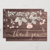 trendy Floral Rustic-strijklichten bedankt Kaart (Voorkant / Achterkant)