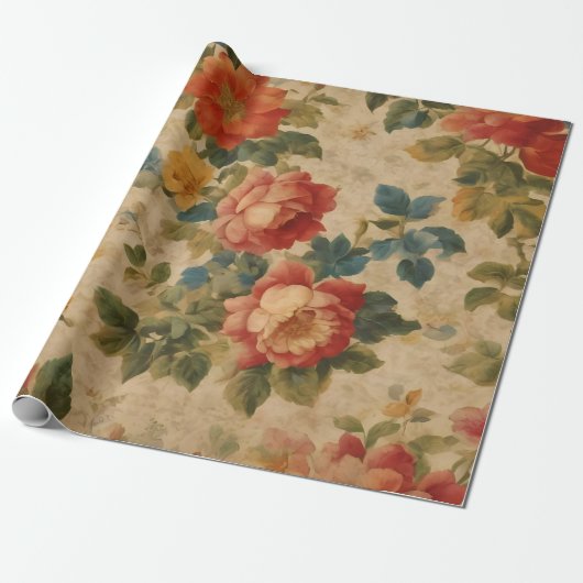 Trendy Floral Waterverf  Collectie Cadeaupapier (Uitgerold)
