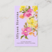 Trendy floral waterverf lavendel logo qr code visitekaartje (Voorkant)