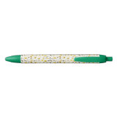 Trendy Floral White Daisies Green Design Sjabloon Blauwe Inkt Pen (Achterkant)