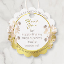 Trendy Floral White en Gold Colored Bedankt