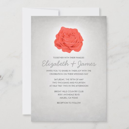 Trendy Floral White Wedding Invitations Kaart (Voorkant)