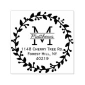 Trendy Floral Wreath Custom Monogram Zelfinktende Stempel (Design)