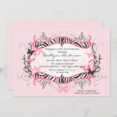 Trendy Floral Zebra Bridal Shower Invitation Kaart (Voorkant / Achterkant)