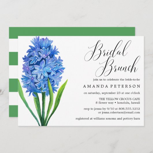 Trendy Flower Blue Hydrangea bruiloft Bridal Brunc Kaart (Voorkant / Achterkant)