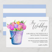 Trendy Flower bucket of tulips bruiloft Kaart (Voorkant / Achterkant)
