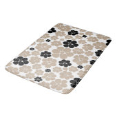 Trendy Flower Pattern in Taupe, Black and White Badmat (Gekanteld)
