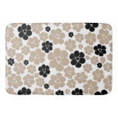 Trendy Flower Pattern in Taupe, Black and White Badmat (Voorkant)