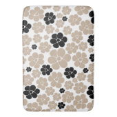 Trendy Flower Pattern in Taupe, Black and White Badmat (Voorkant Verticaal)