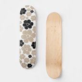 Trendy Flower Pattern in Taupe, Black and White Persoonlijk Skateboard (Voorkant)