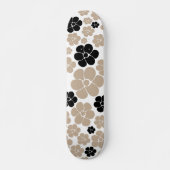 Trendy Flower Pattern in Taupe, Black and White Persoonlijk Skateboard (Voorkant)