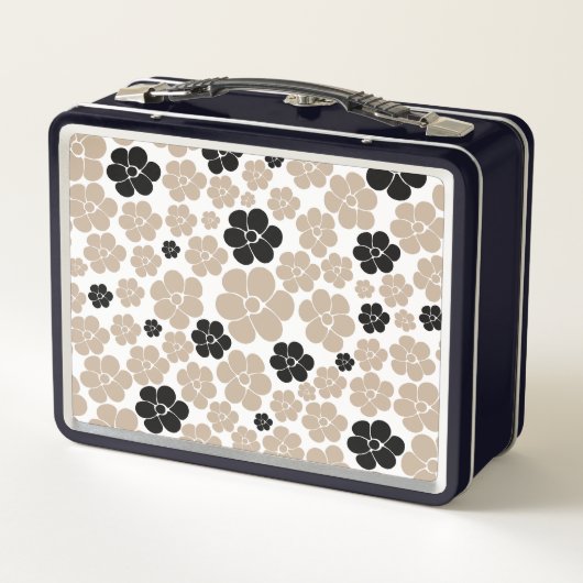 Trendy Flower Pattern in Taupe, Black en White (Achterkant)