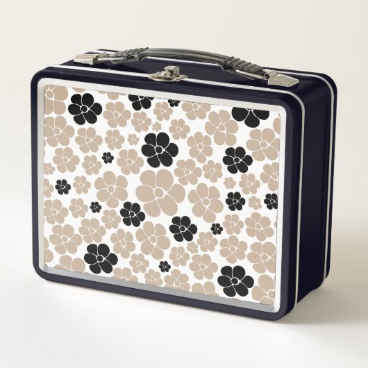 Trendy Flower Pattern in Taupe, Black en White (Voorkant)