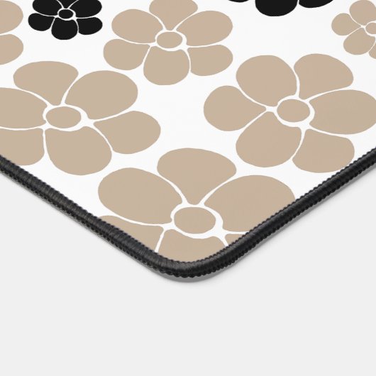 Trendy Flower Pattern in Taupe, Black en White Bureaumat (Hoek)