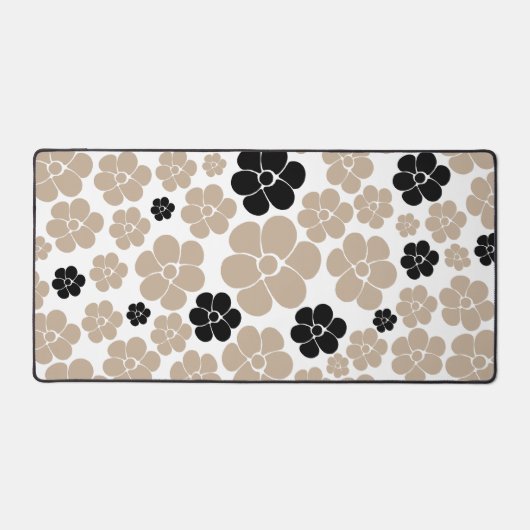 Trendy Flower Pattern in Taupe, Black en White Bureaumat (Voorkant)