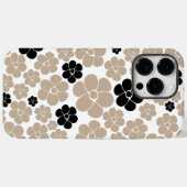 Trendy Flower Pattern in Taupe, Black en White Case-Mate iPhone Case (Achterkant (horizontaal))