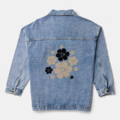 Trendy Flower Pattern in Taupe, Black en White Denim Jacket (Achterkant)